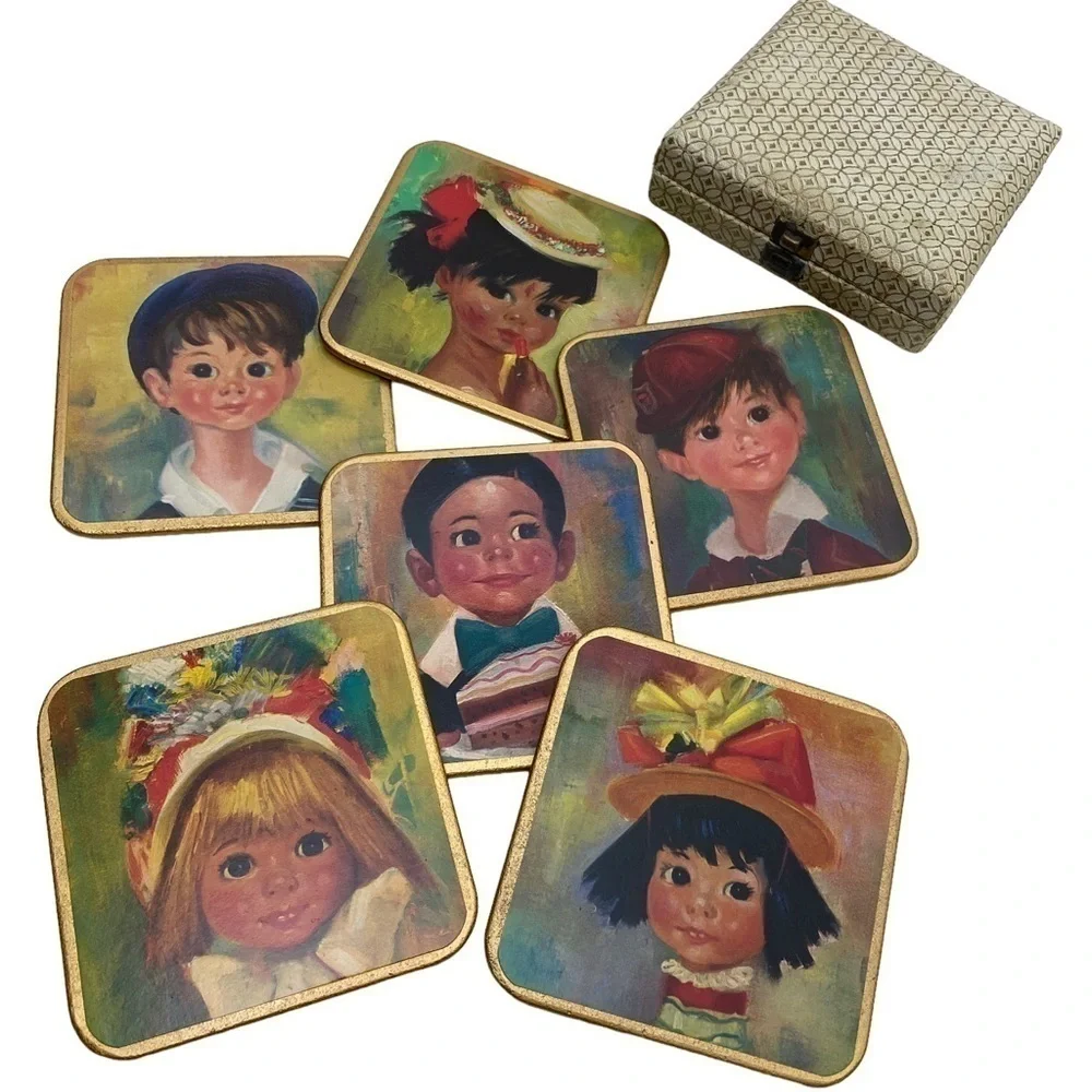 Vintage Coasters Set of 6 MCM Mid Century England Win El Barware